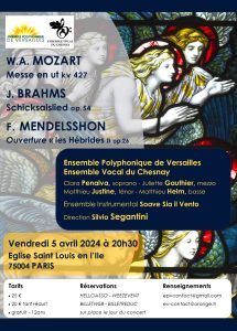 MOZART - Messe en ut KV 427 / BRAHMS - Schicksalslied / MENDELSSOHN - Les Hébrides